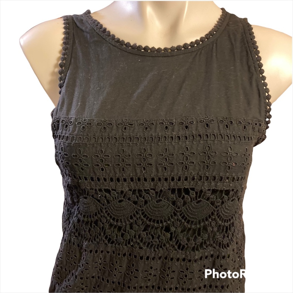 Joie black eyelet embroidered cotton dress S-
